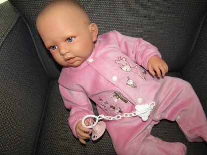 AD8b Levensechte Babypop Kristina soft body in velours pakje roze met speen 52 cm - Afbeelding 6