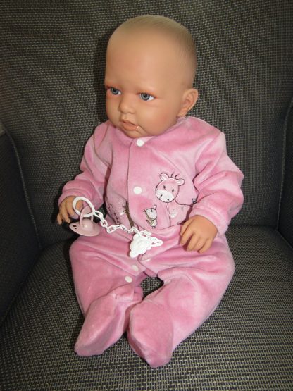 AD8b Levensechte Babypop Kristina soft body in velours pakje roze met speen 52 cm - Afbeelding 19
