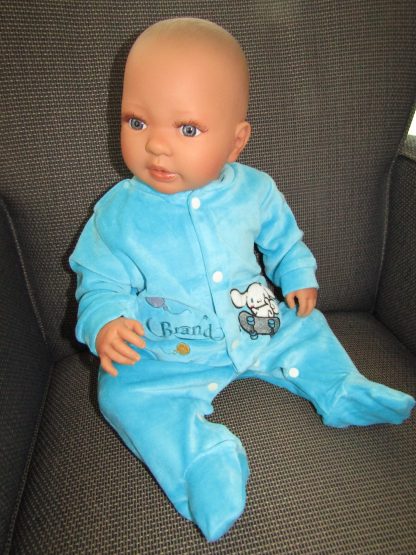 AD9a Levensechte Babypop Leoni soft body blauwe ogen in velours pakje en speen 52 cm - Afbeelding 18
