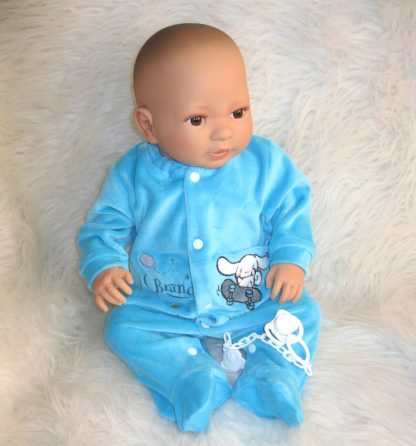 AD9i Levensechte Babypop Leoni soft body bruine ogen in velours pakje met speen 52 cm - Afbeelding 20