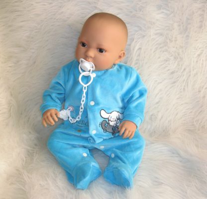 AD9i Levensechte Babypop Leoni soft body bruine ogen in velours pakje met speen 52 cm - Afbeelding 17