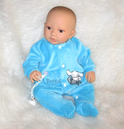 AD9i Levensechte Babypop Leoni soft body bruine ogen in velours pakje met speen 52 cm - Afbeelding 15