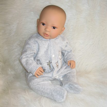 AD9b Levensechte Babypop Leoni soft body bruine ogen in velours pakje met speen 52 cm - Afbeelding 24