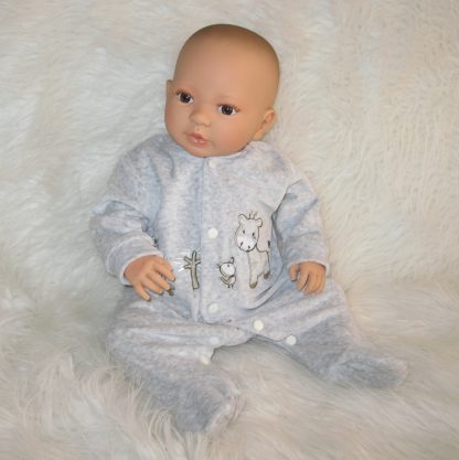 AD9b Levensechte Babypop Leoni soft body bruine ogen in velours pakje met speen 52 cm - Afbeelding 21