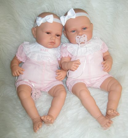 AJ12c Antonio Juan levensechte babypoppen Babydo Combi set van 2 poppen in kleding en speen