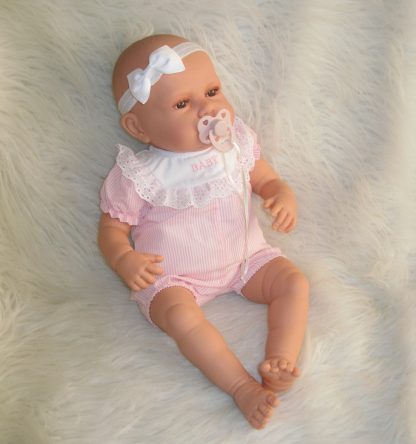 AJ12a Antonio Juan levensechte babypop Babydo bruine ogen in kleding speen 50 cm - Afbeelding 15