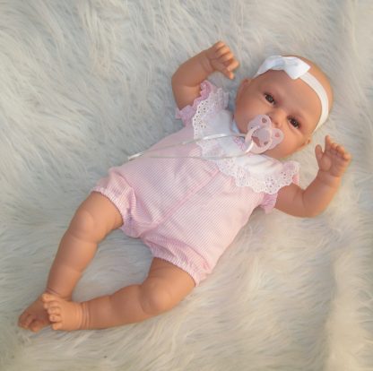 AJ12a Antonio Juan levensechte babypop Babydo bruine ogen in kleding speen 50 cm - Afbeelding 4