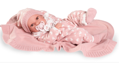 AJ01e Antonio Juan levensechte babypop meisje full body bruine ogen kleding speen 42 cm - Afbeelding 2