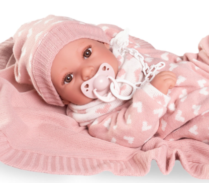 AJ01e Antonio Juan levensechte babypop meisje full body bruine ogen kleding speen 42 cm - Afbeelding 13