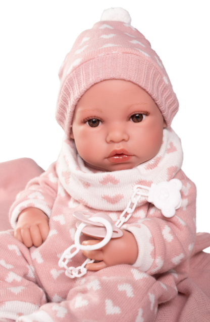 AJ01e Antonio Juan levensechte babypop meisje full body bruine ogen kleding speen 42 cm - Afbeelding 9