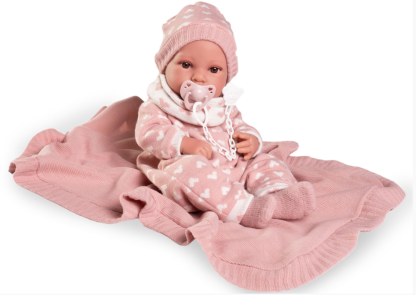AJ01e Antonio Juan levensechte babypop meisje full body bruine ogen kleding speen 42 cm - Afbeelding 14