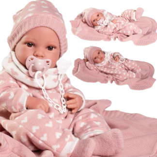 AJ01e Antonio Juan levensechte babypop meisje fullbody bruine ogen kleding speen 42 cm