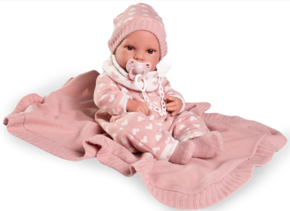 AJ01e Antonio Juan levensechte babypop meisje full body bruine ogen kleding speen 42 cm - Afbeelding 16