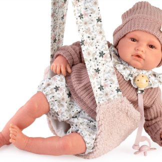 AJ10s Antonio Juan reborn baby love grote babypop bruine ogen kleding draagdoek speen 50 cm