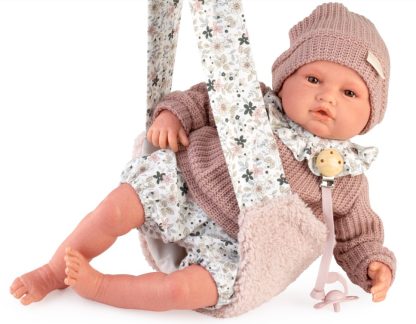 AJ10s Antonio Juan reborn baby love grote babypop bruine ogen kleding draagdoek speen 50 cm