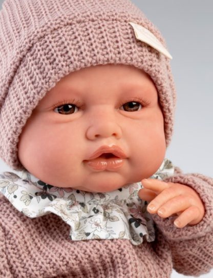 AJ10s Antonio Juan reborn baby love grote babypop bruine ogen kleding draagdoek speen 50 cm - Afbeelding 2