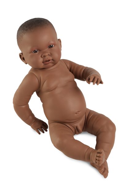 L06d Llorens levensechte babypop donker jongetje full body met speen 45 cm - Afbeelding 2