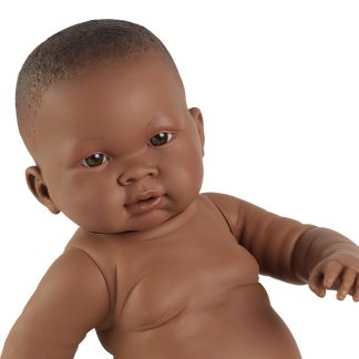 L06d Llorens levensechte babypop donker jongetje full body met speen 45 cm