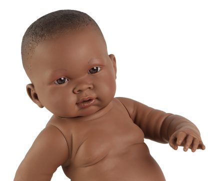 L06d Llorens levensechte babypop donker jongetje full body met speen 45 cm