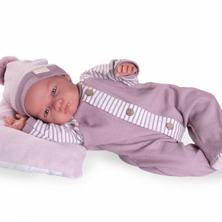 AJ11g Antonio Juan Mijn eerste reborn baby grote babypop in roze kleding en kussen 52 cm