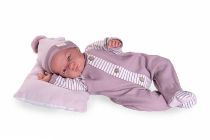 AJ11g Antonio Juan Mijn eerste reborn baby grote babypop in roze kleding en kussen 52 cm