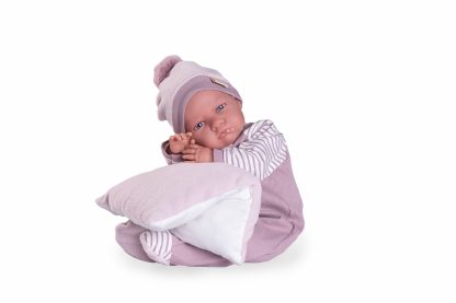 AJ11g Antonio Juan Mijn eerste reborn baby grote babypop in roze kleding en kussen 52 cm - Afbeelding 5