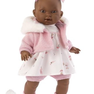 L19e Llorens babypop baby pop met geluid roze witte kleding speen 38 cm - Doos Beschadigd