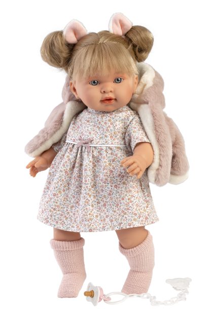 L18a Llorens babypop softbody pop blond haar geluid kleding en speen 42 cm - Afbeelding 7