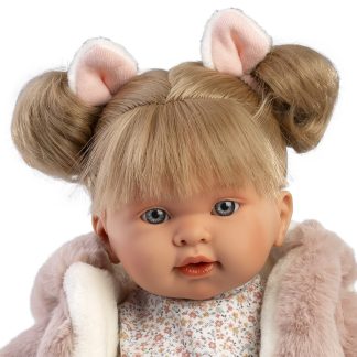 L18a Llorens babypop softbody pop blond haar met geluid kleding speen 42 cm