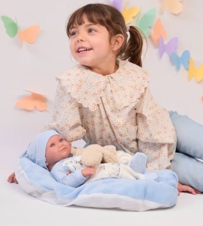 L00c Llorens levensechte babypop jongen fullbody in kleding en ligkussen 40 cm - Afbeelding 8
