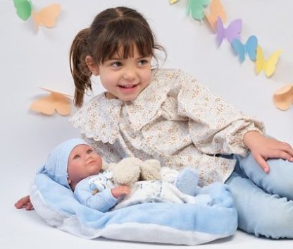 L00c Llorens levensechte babypop jongen fullbody in kleding en ligkussen 40 cm - Afbeelding 2