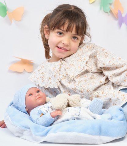 L00c Llorens levensechte babypop jongen fullbody in kleding en ligkussen 40 cm - Afbeelding 17