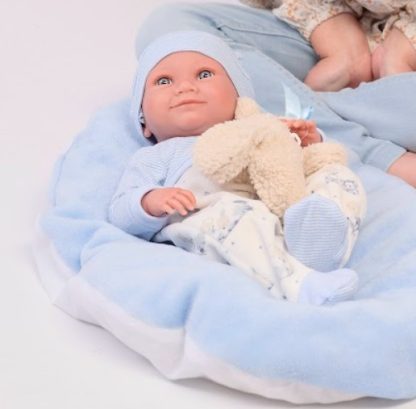 L00c Llorens levensechte babypop jongen fullbody in kleding en ligkussen 40 cm - Afbeelding 15