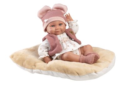 L00b Llorens levensechte babypop meisje fullbody met kleding en ligkussen 40 cm - Afbeelding 9
