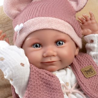 L00b Llorens levensechte babypop meisje fullbody in kleding en ligkussen 40cm