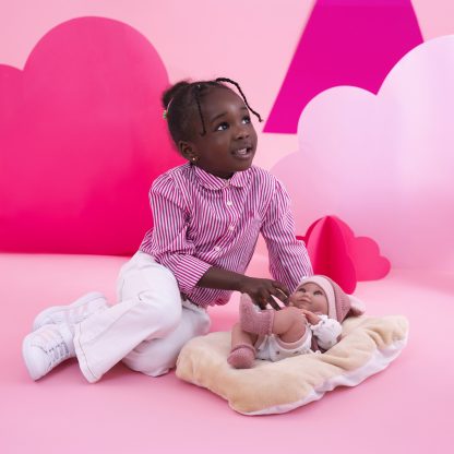L00b Llorens levensechte babypop meisje fullbody met kleding en ligkussen 40 cm - Afbeelding 10