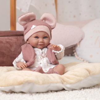 L00b Llorens levensechte babypop meisje fullbody in kleding en ligkussen 40 cm