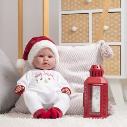 L10k Llorens levensechte babypop soft body baby pop met geluid Kerstkleding en speen 42 cm - Afbeelding 6