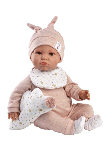 L11a Llorens levensechte babypop soft body baby pop met bruine ogen en geluid 42cm - Afbeelding 6