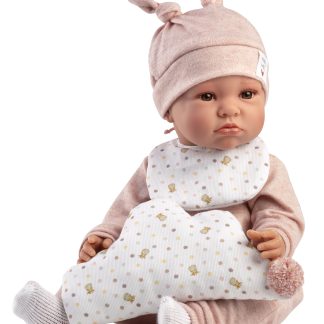 L11a Llorens levensechte babypop soft body baby pop met bruine ogen en geluid  42 cm