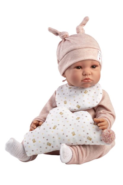 L11a Llorens levensechte babypop soft body baby pop met bruine ogen en geluid 42cm - Afbeelding 8