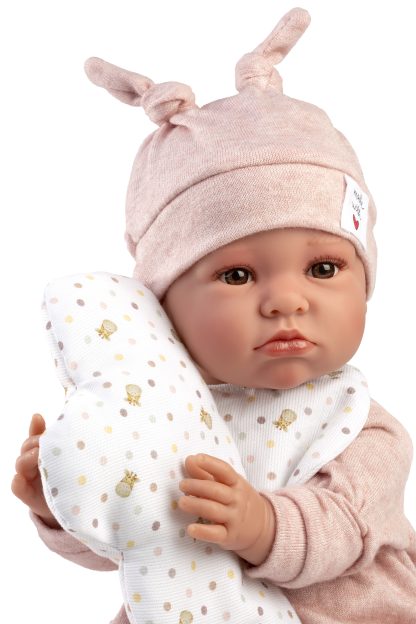 L11a Llorens levensechte babypop soft body baby pop met bruine ogen en geluid 42cm - Afbeelding 3