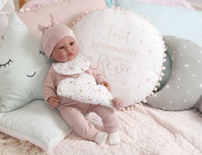 L11a Llorens levensechte babypop soft body baby pop met bruine ogen en geluid 42cm - Afbeelding 2