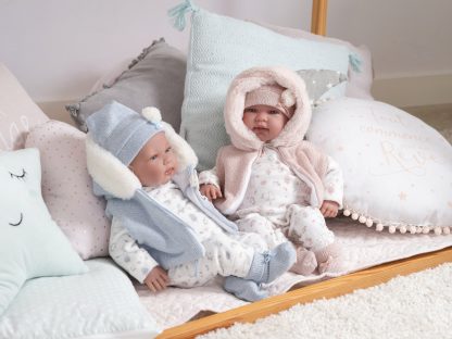 L12b Llorens levensechte babypop softbody baby pop met geluid roze witte kleding speen 44cm - Afbeelding 8