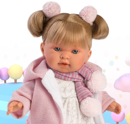 L18c Llorens babypop softbody pop blond haar met geluid kleding speen 42 cm - laatste - Afbeelding 2