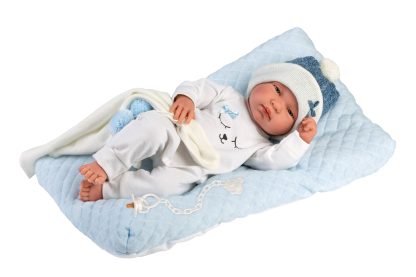 L01c Llorens levensechte babypop jongen fullbody met kleding kussen en speen 43 cm - Laatste - Afbeelding 2