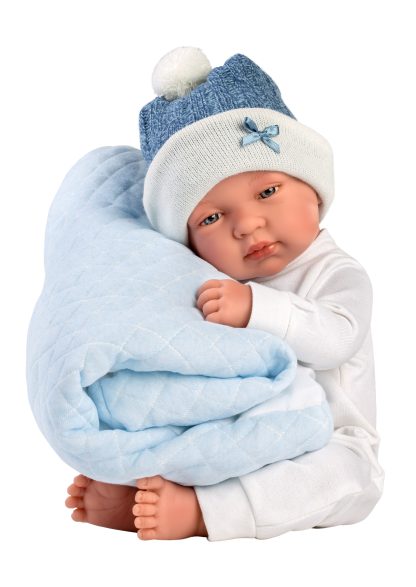 L01c Llorens levensechte babypop jongen fullbody met kleding kussen en speen 43 cm - Laatste - Afbeelding 9