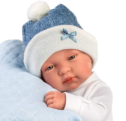 L01c Llorens levensechte babypop jongen fullbody met kleding kussen en speen 43 cm - Laatste - Afbeelding 8