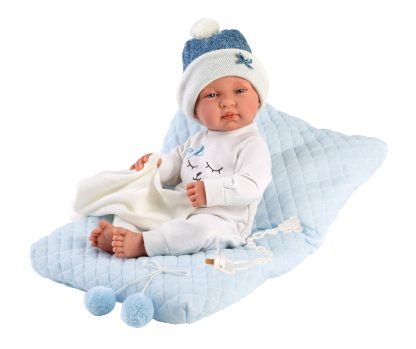 L01c Llorens levensechte babypop jongen fullbody met kleding kussen en speen 43 cm - Laatste - Afbeelding 7