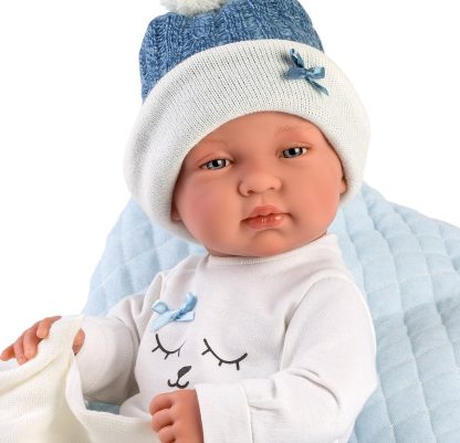 L01c Llorens levensechte babypop jongen fullbody met kleding kussen en speen 43 cm - Laatste - Afbeelding 6